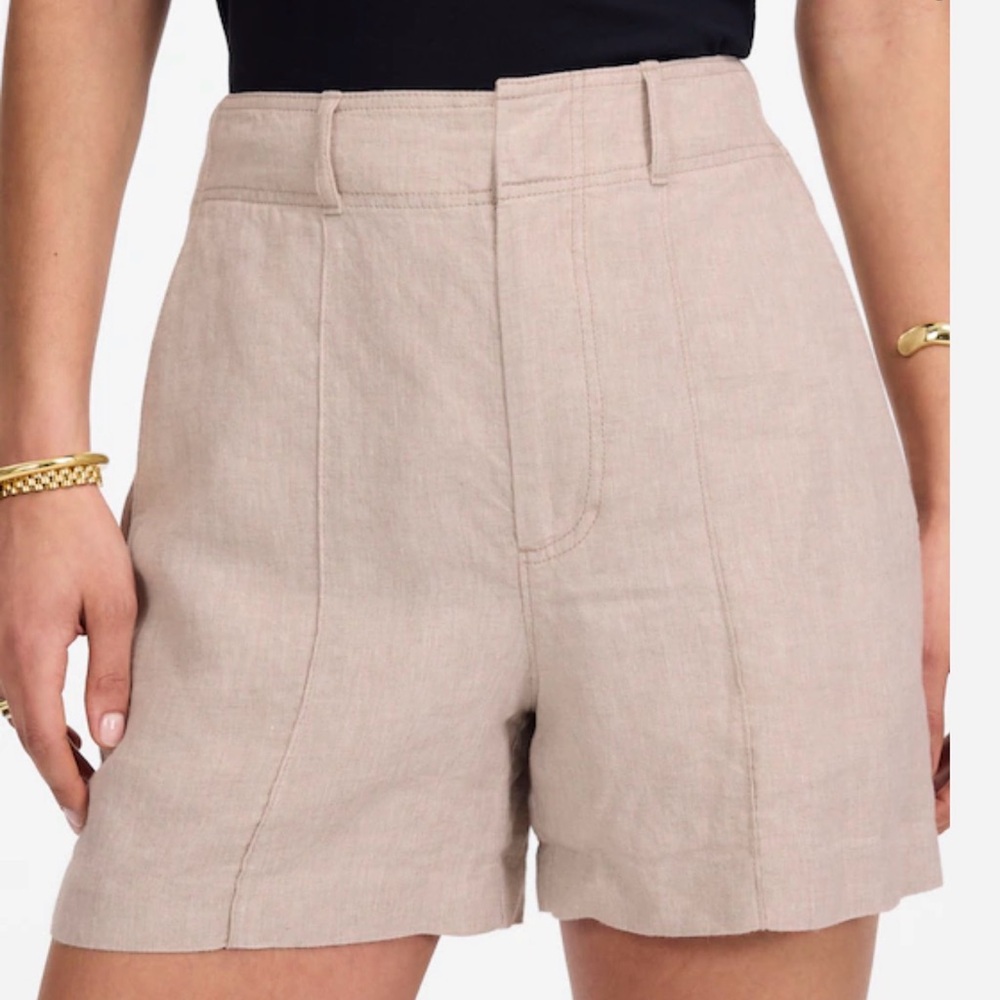 Madewell Pintucked Tailored High-Rise 100% Linen-Blend Shorts - Light Beige